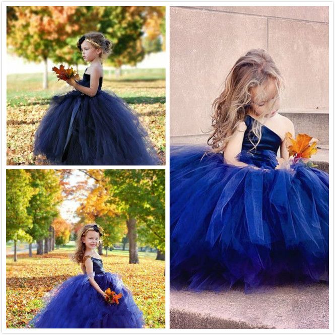 yellow and blue flower girl dresses