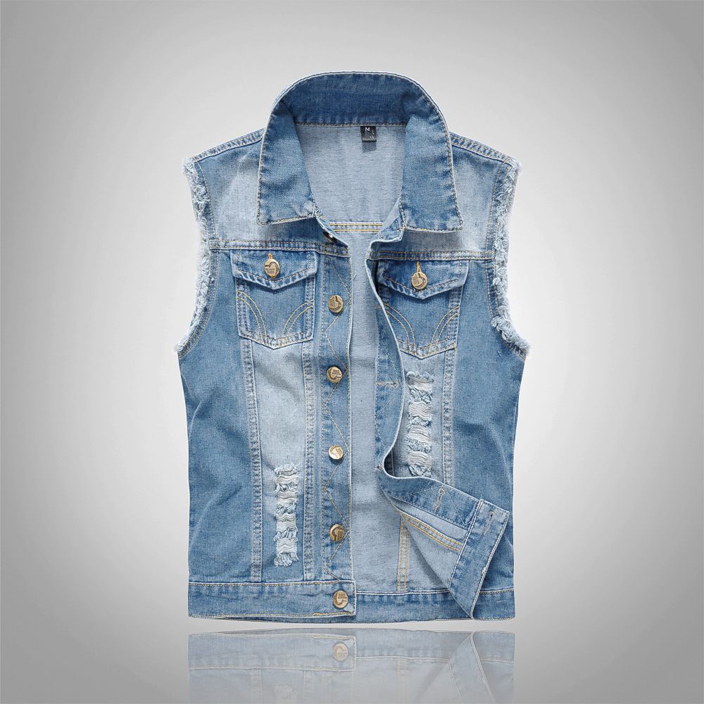 Compra Moda Jeans Algodón Chaqueta Sin Mangas Hombres Más Tamaño 6xl Azul  Oscuro Mezclilla Jeans Jeans Chaleco Hombres Vaquero Chaleco De Mezclilla  Chalecos Para Hombre Chaquetas Al Por Mayor Barato | Entrega