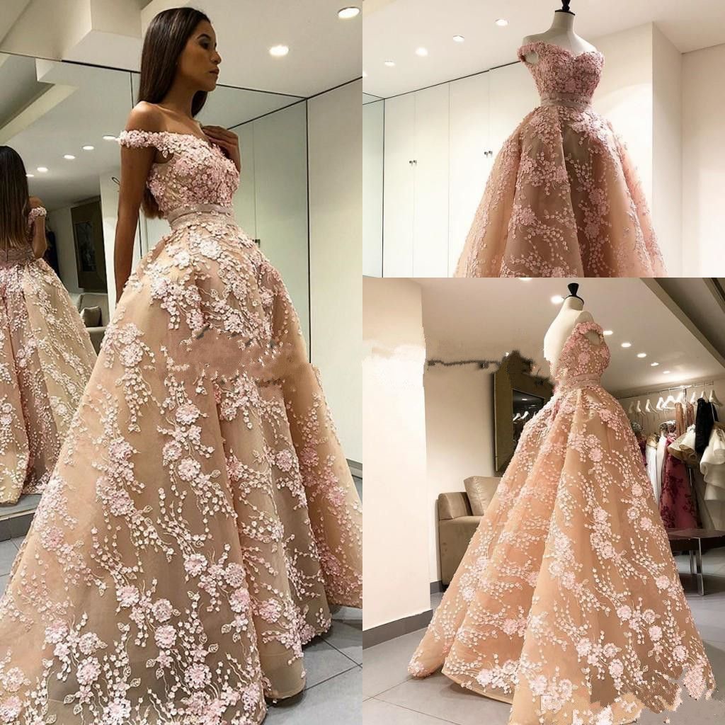 3d floral applique prom dress