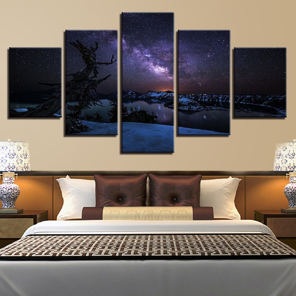 Snow Capped Mountain 5 Piece Canvas Art Wall Art Picture Painting Home Decor