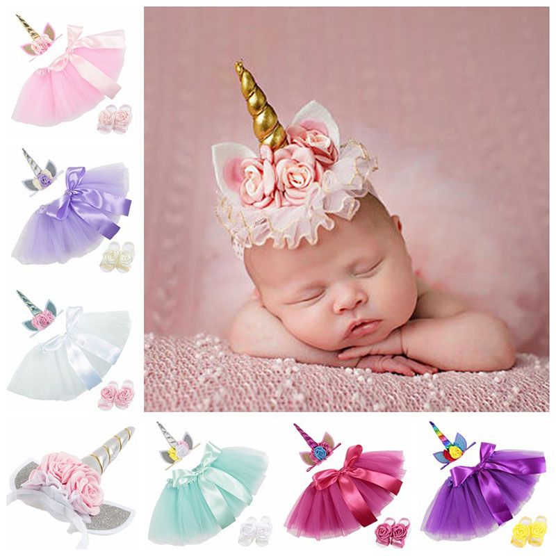 2020 Unicorn Tutu Skirt Sets Baby Girls Bow Lace Skirts Unicorn