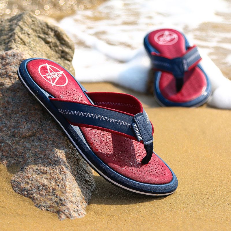 2017 Chancletas planas Hombre Chanclas de cuero Zapatillas hombre Zapatos de verano Sandalias de