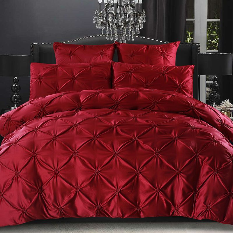 European Solid Bedding Set Ruffle Duvet Cover Red Black White