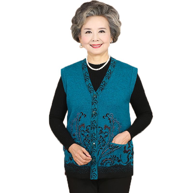 Acquistare Autunno Donna Anziana Maglia Lavorata A Maglia Blu Rosso Verde  Maglieria Con Paillettes Waistvest Nonna Madre Scollo A V Gilet A Spina Di  Pesce Economico | Consegna Veloce E Qualità | DHgate Italy