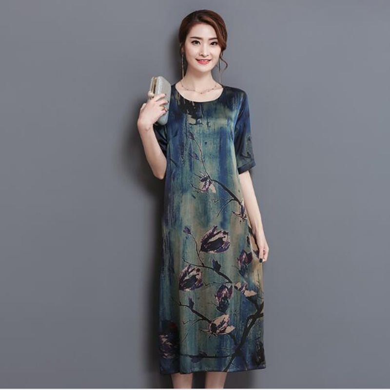 Vestido De Mujer Con Estampado Floral Suelto De Gran Tamaño Vestido De Mujer Con Estampado Floral Suelto De Gran Tamaño