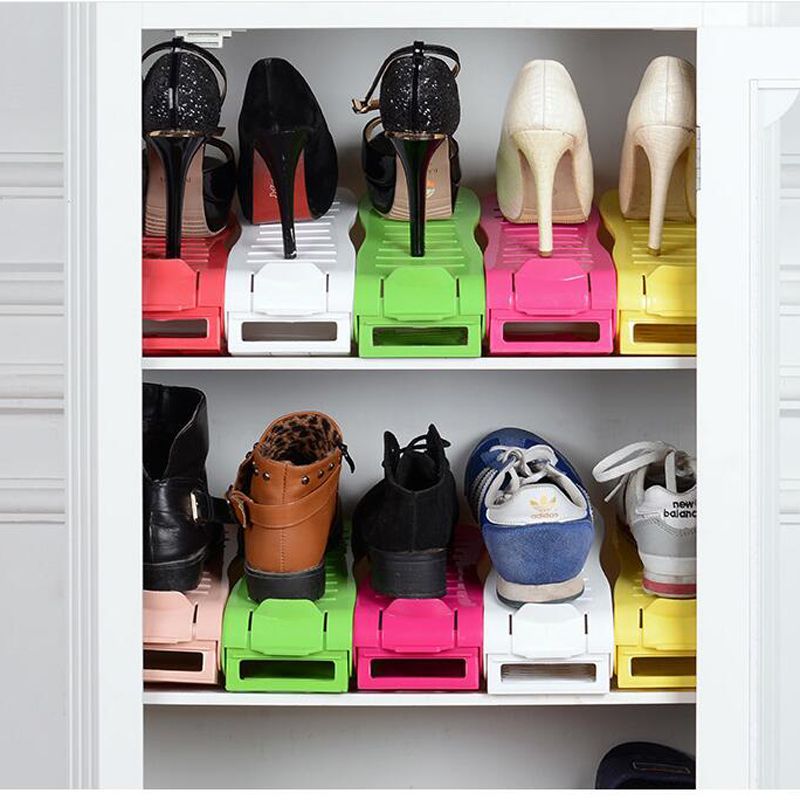Display New Rack Organizer Shoes Space-Saving Plastic Storage Rack Multi-color 