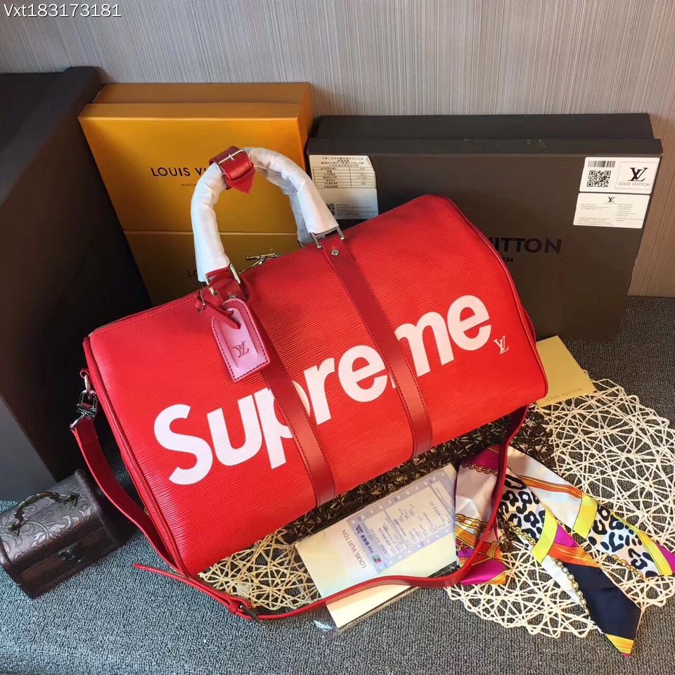 supreme bag red leather