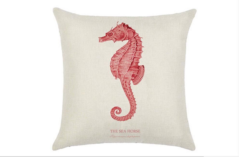 Hot Sale Throw Pillow Cases Shell Hold Pillow Case Sea Horse