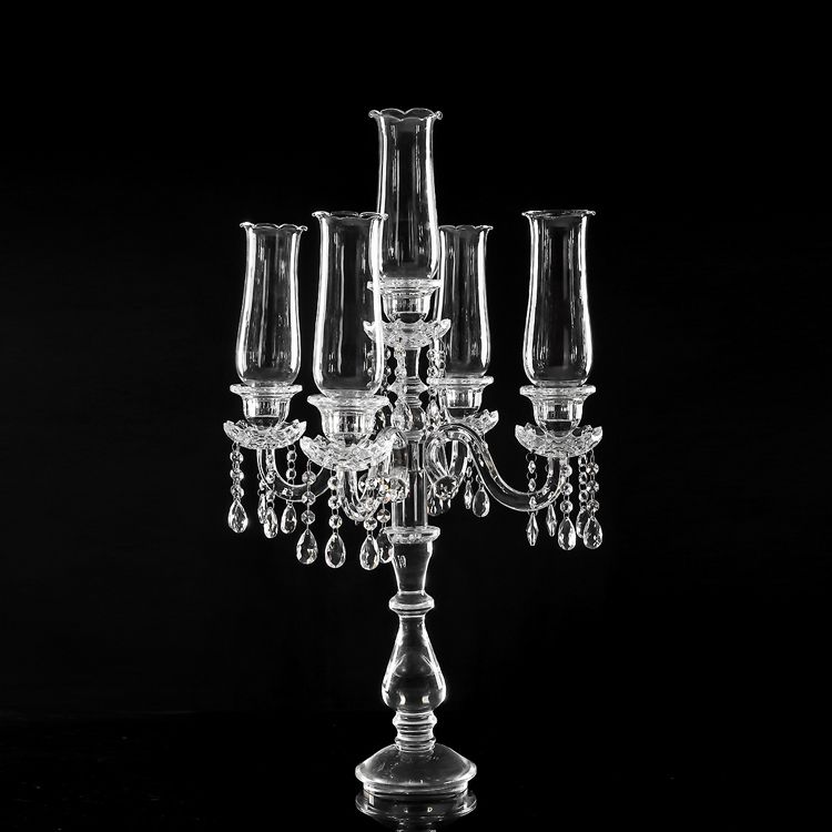 Wholesale Tall K9 5arms Crystal Glass Candelabra Decorative Tall