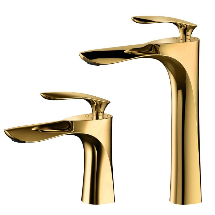 2020 Luxury Gold High Low Brass Bathroom Faucet Unique Design