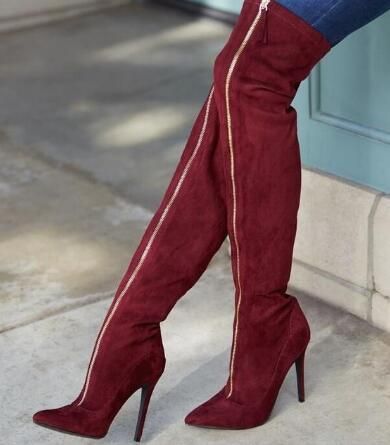 burgundy thigh boots