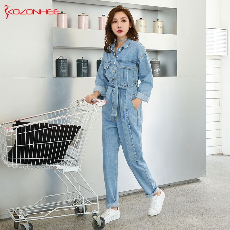 denim loose jumpsuit