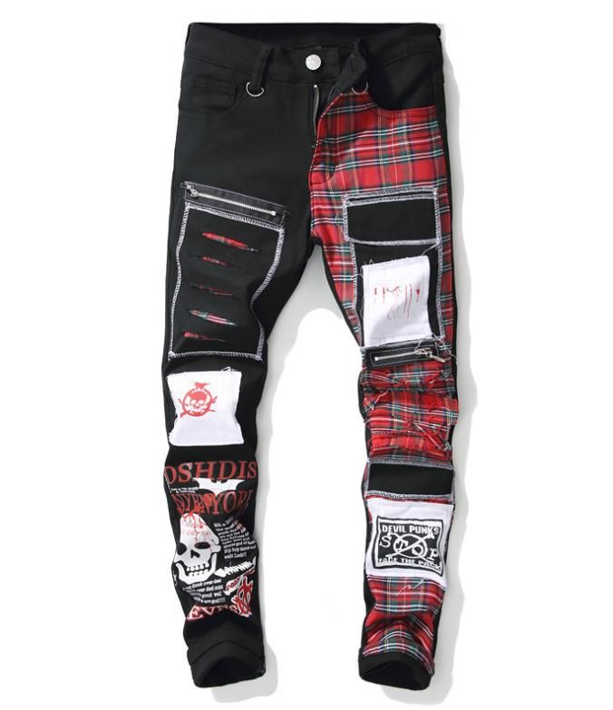 Acquistare Jeans Punk Rock Da Uomo Tasche Con Cerniera Tasche Skull Stampa  Uomo Hip Hop Pantaloni Effetto Invecchiato Pantaloni In Denim Nero  Economico | Consegna Veloce E Qualità | DHgate Italy