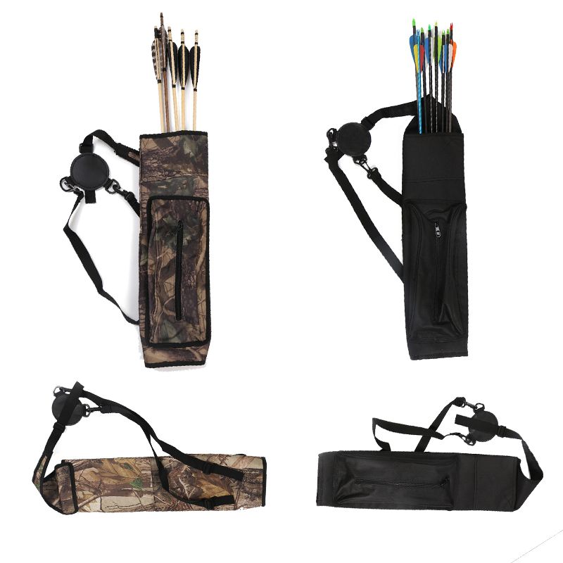Arrow Quiver Back Shoulder Pouch Bag Pocket Canvas Black Camo Adjusted