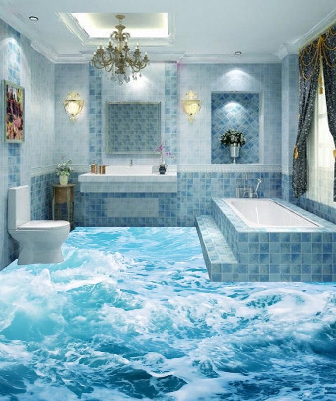 Custom 3d Floor Wallpaper Beautiful Sea Wave 3d Flooring Painting