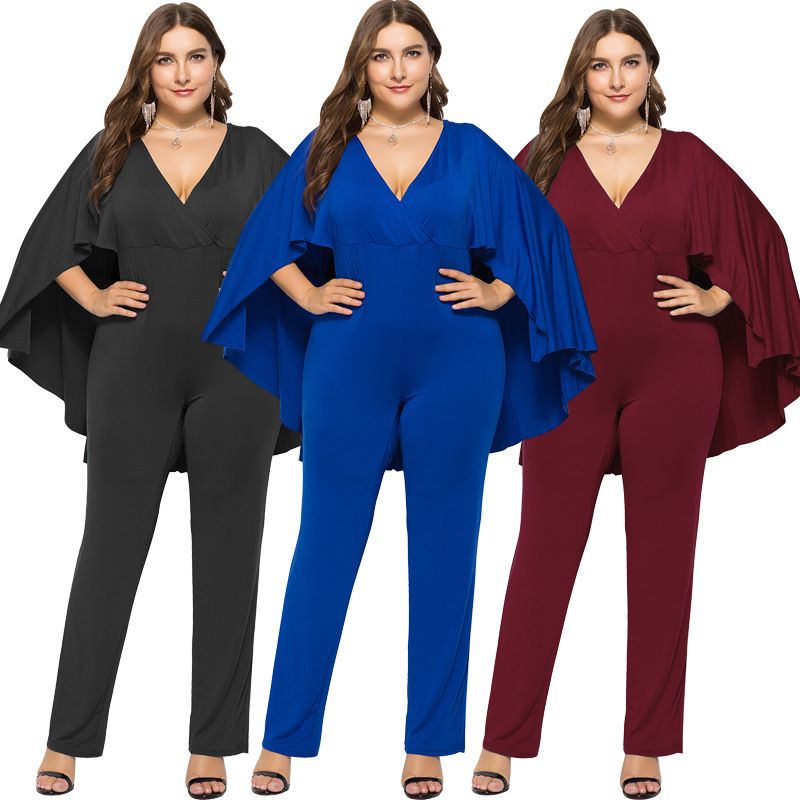 Señoras gordas Tallas grandes Mameluco de las mujeres Jumpsuits de gran tamaño Ropa casual 2018