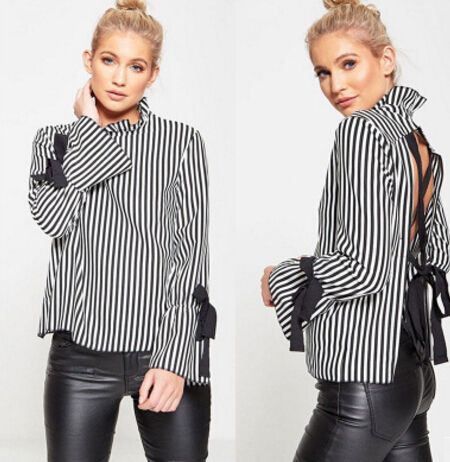 Moda para mujer de rayas verticales camisa casual solapa de la camisa azul  de manga larga de las nuevas mujeres|shirt image|shirt tailorsleeve laptop  - AliExpress
