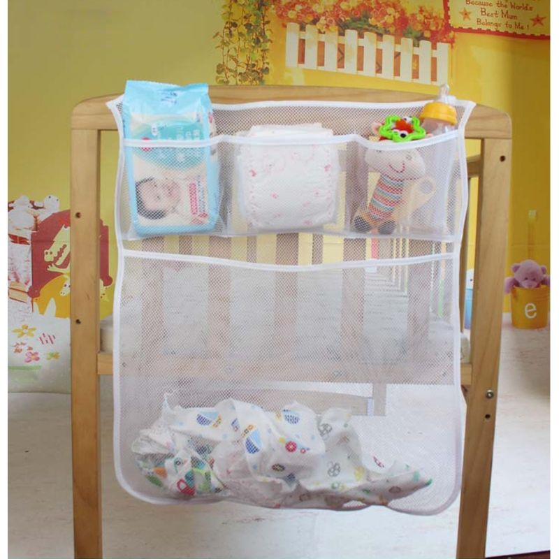 Baby Bed Hanging Storage Bag Crib Organizer Toy Diaper Pocket For