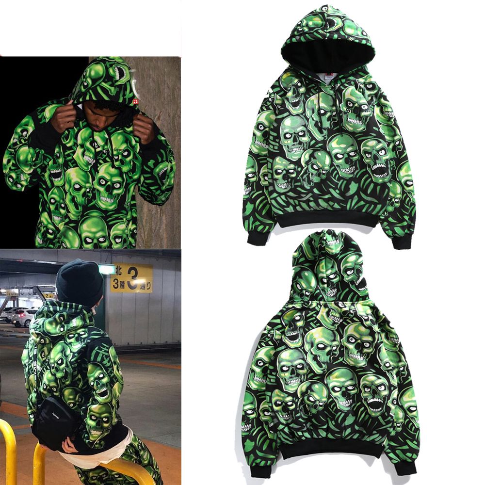 New Autumn Winter Lover Green Skull 