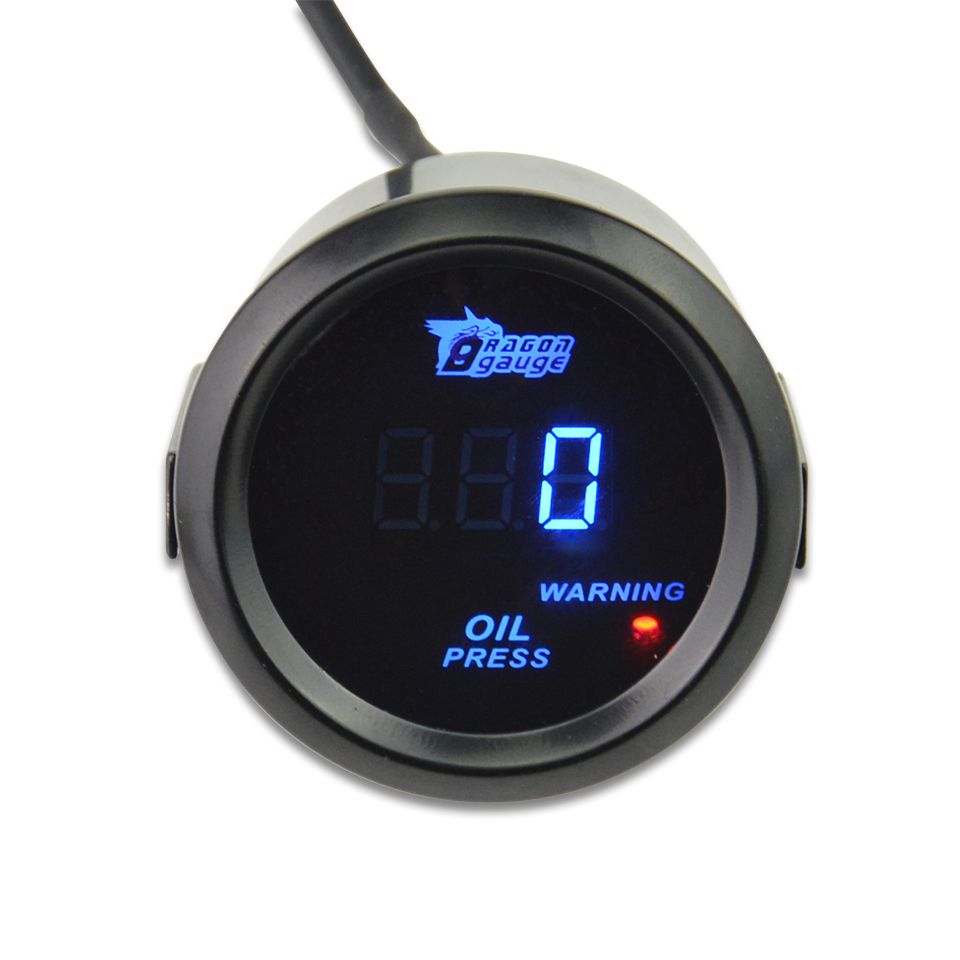 Bnineteenteam 2-Inch (52mm) Universal Oil Pressure Gauge - Digital Pointer Display, Stepper Motor, 12V For Cars