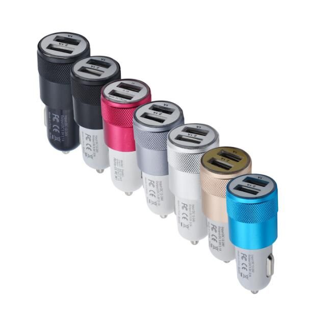 USB Car Charger With 12 Volt 1 2 Amp Metal Dual USB Car Charger 2 USB