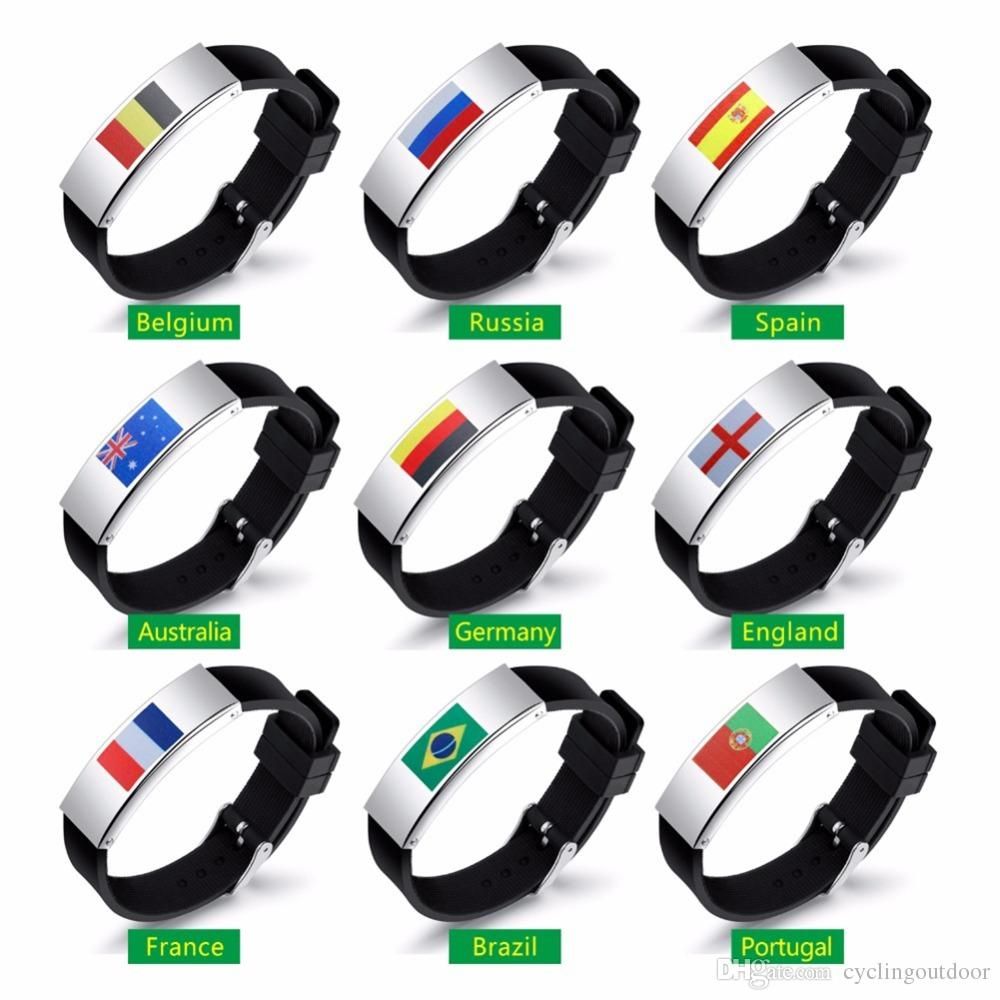 2019 Hot 2018 World Cup National Flag Bracelets Soccer Fans Silicone Bangle Souvenir Advertising Promotional Gifts From Watersports 351 - 