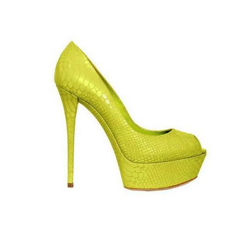 neon yellow open toe heels