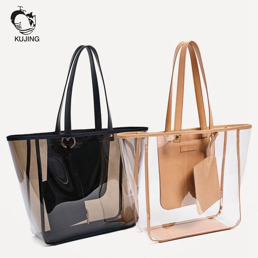 Compra KUJING Marca De Moda Bolso De Las Mujeres Transparentes Bolsas De  Compras De La Mano Barato De Alta Calidad Bolso De Hombro De Las Mujeres De  Viaje Bolsa De Playa De