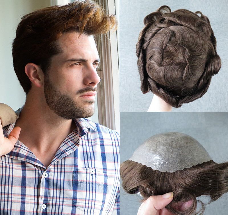 2019 Human Hair Mens Toupee Thin Skin Pu Base Toupee Hairpieces
