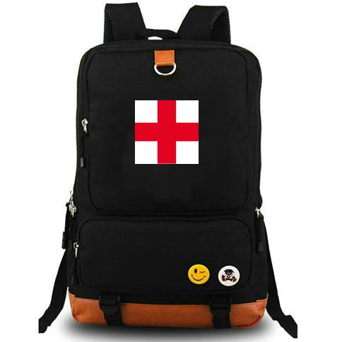 backpack with a red cross