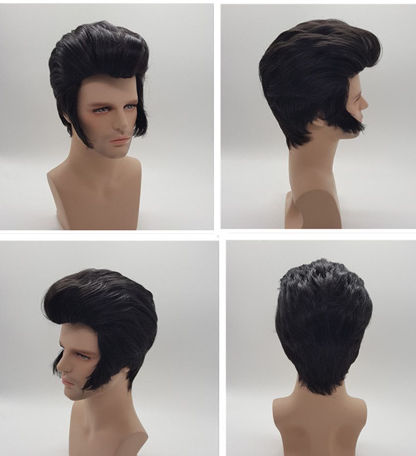 Like Human Hair Elvis Presley Hairstyle Short Wigs For Men Cosplay