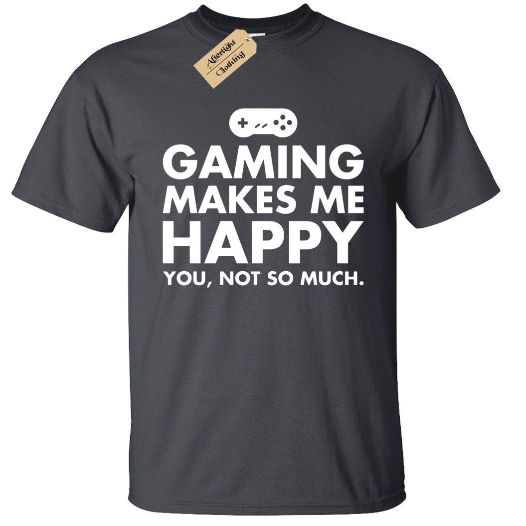 Gaming Makes Me Happy T Shirt Funny Mens Geek Gamer Ps4 Xbox One