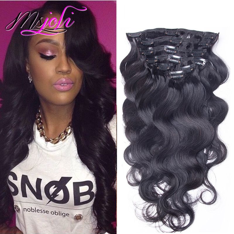 Brazilian Clip In Human Hair Extensions 140g Full Head Set Virgin