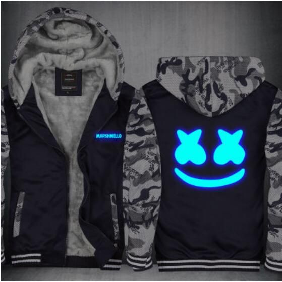 Compre EUA Tamanho Da Ue Marshmello Moletom Com Capuz Casaco De Camuflagem Com Zíper Inverno Unisex Engrossar Casaco De Lã Cardigan Casaco Super Quente Camisolas De Fashionhoodies, $302,01 | Pt.Dhgate.Com