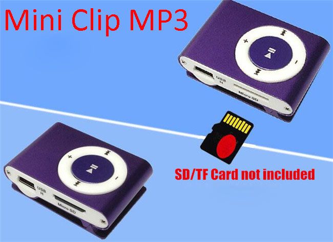 MP3 Music Player Mini Metal Clip Kit Set Support 32GB Micro SD TF Card Earphone 