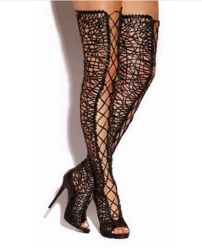 caged boots thigh high