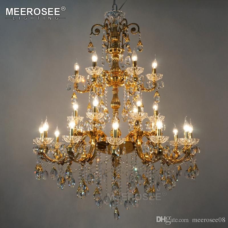 Luxurious Crystal Chandelier Large Elegant Golden Silver Color