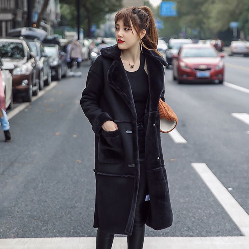 Womens long black suede coats Clearance