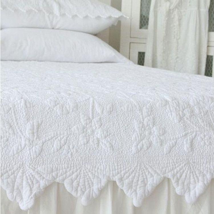 100 Cotton European Style Solid Color Full Queen King Size White