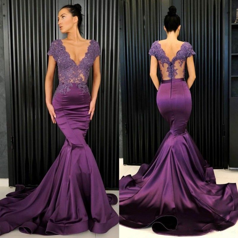 sexy purple prom dress