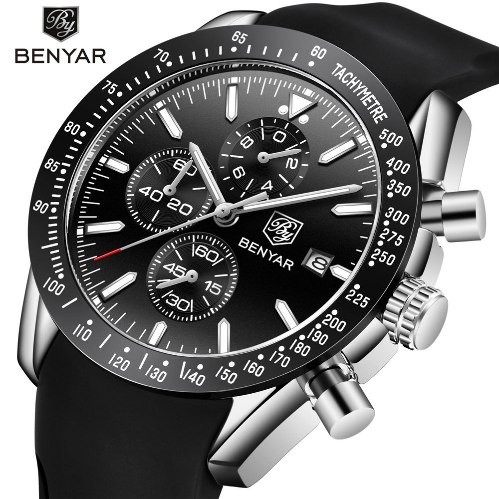 Acheter Pas Cher Benyar Chronographe Quartz Sport Montre Hommes Montre  Étanche Marque De Luxe En Silicone Daffaires Horloge Masculine Relojes  Hombre Horloges Du 20,88 € | Fr.Dhgate