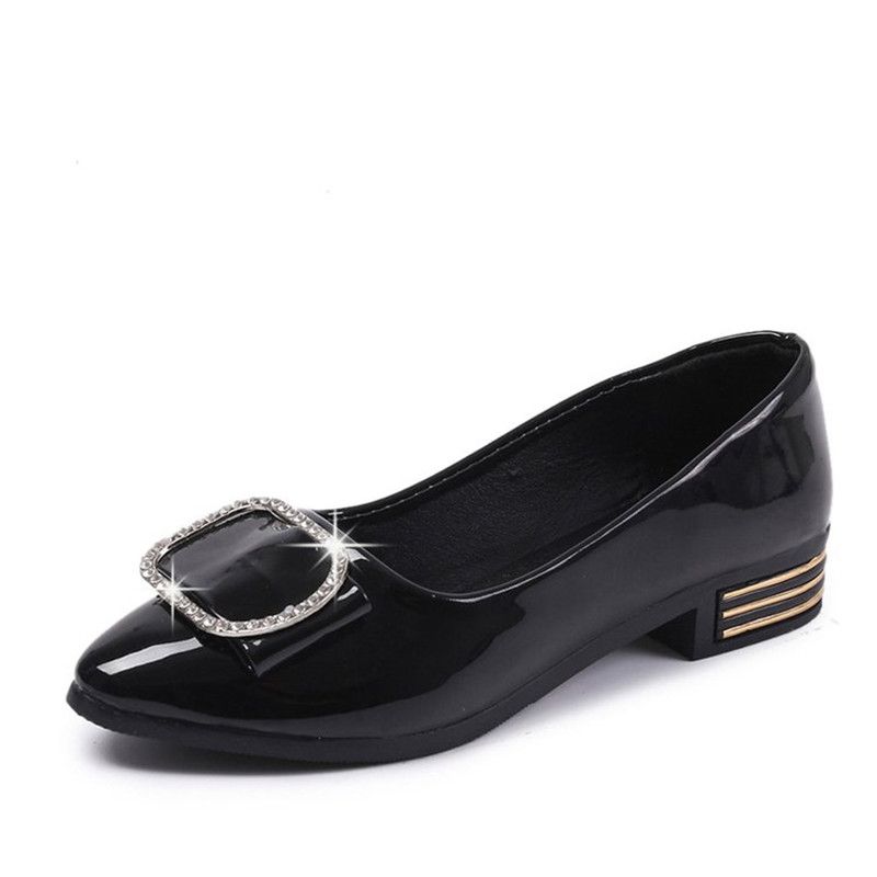 ladies black patent flat shoes