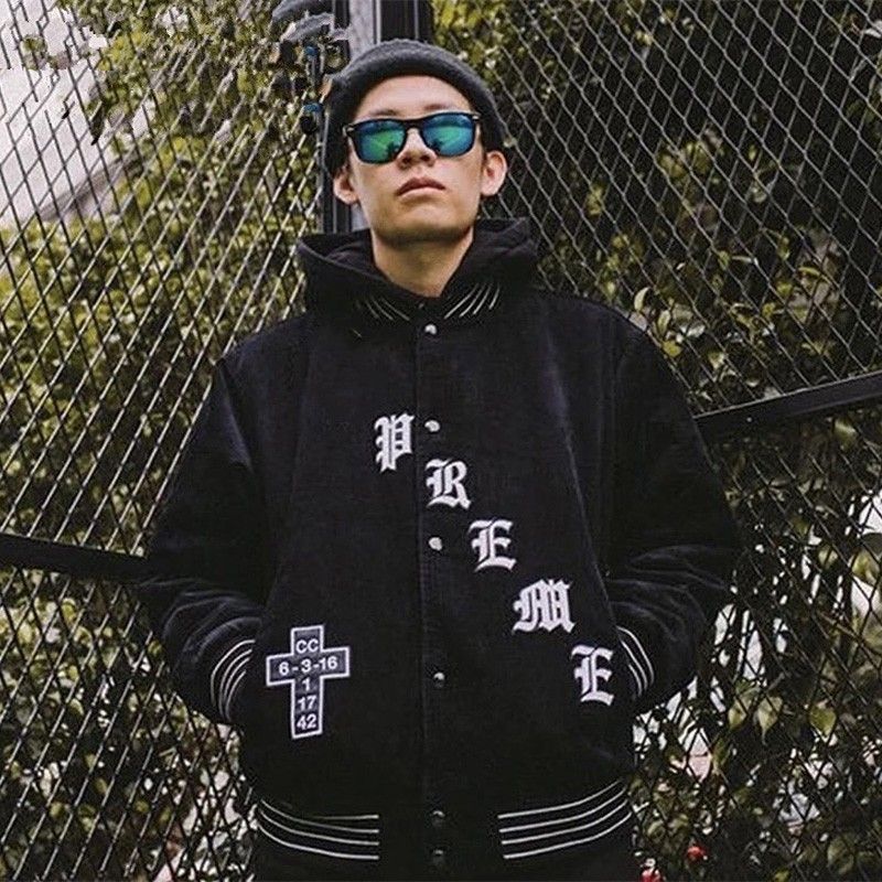 Supreme Old English Corduroy Varsity Jacket Black