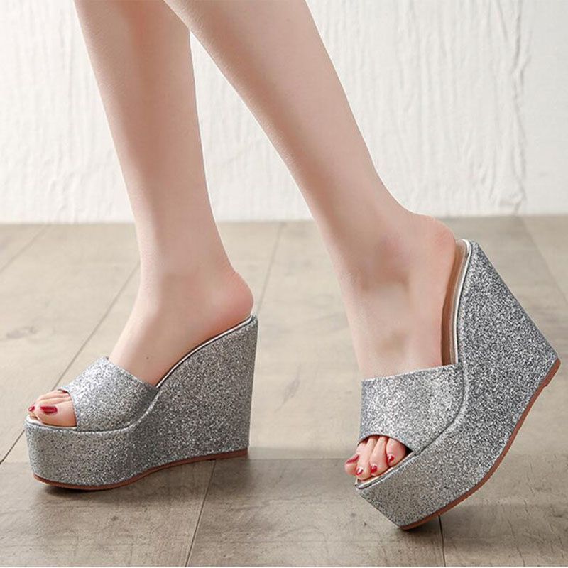 gold glitter flip flops