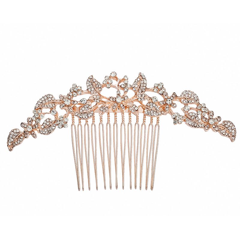 2020 Rose Gold Hair Comb For Bridal Hair Accessories Shiny Beaded