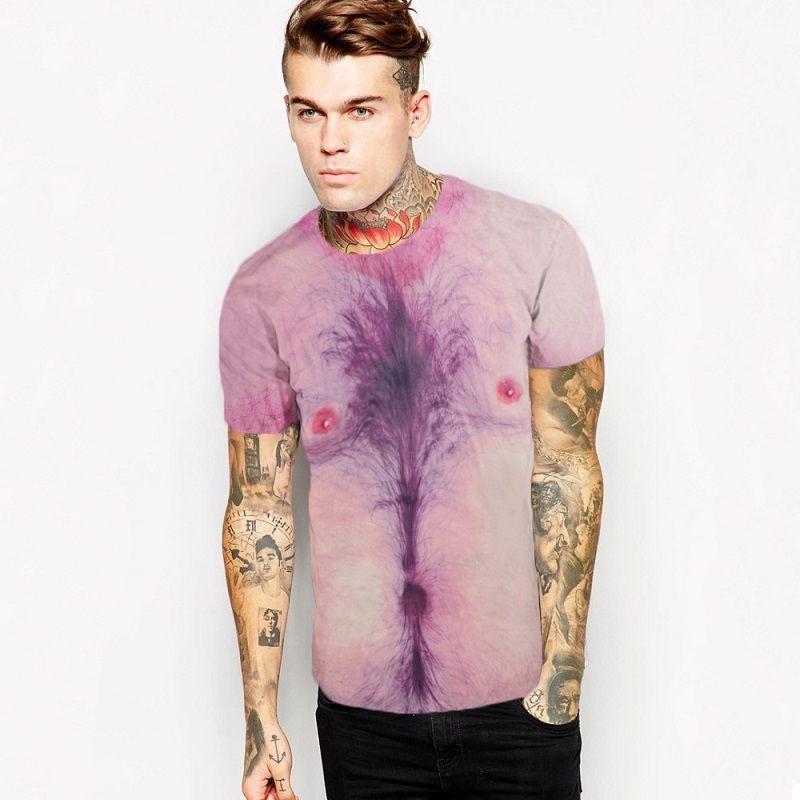 Mens Designer T Shirts Hiip Hop Chest Hair Pattern Short Sleeve