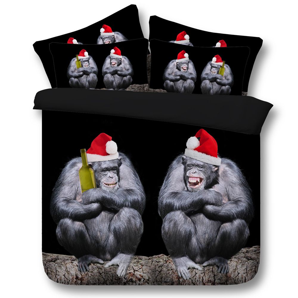 3d Chimpanzee Duvet Cover Christmas Hat Bedding Sets Black Bedspreads Holiday Quilt Covers Bed Linen Pillow Covers Monkey Cal King Size Boy Duvet Covers For Sale Queen Bedroom Comforter Sets From Summerbeddings,Cool Graphic Design Concepts