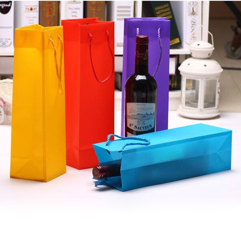 Colorful Plastic Wine Packing Bags Single Double Red Wine Bottle Xmas