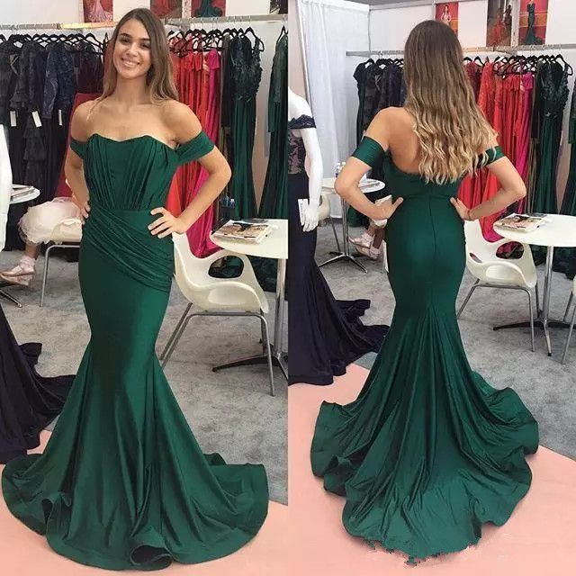 hunter green mermaid prom dress