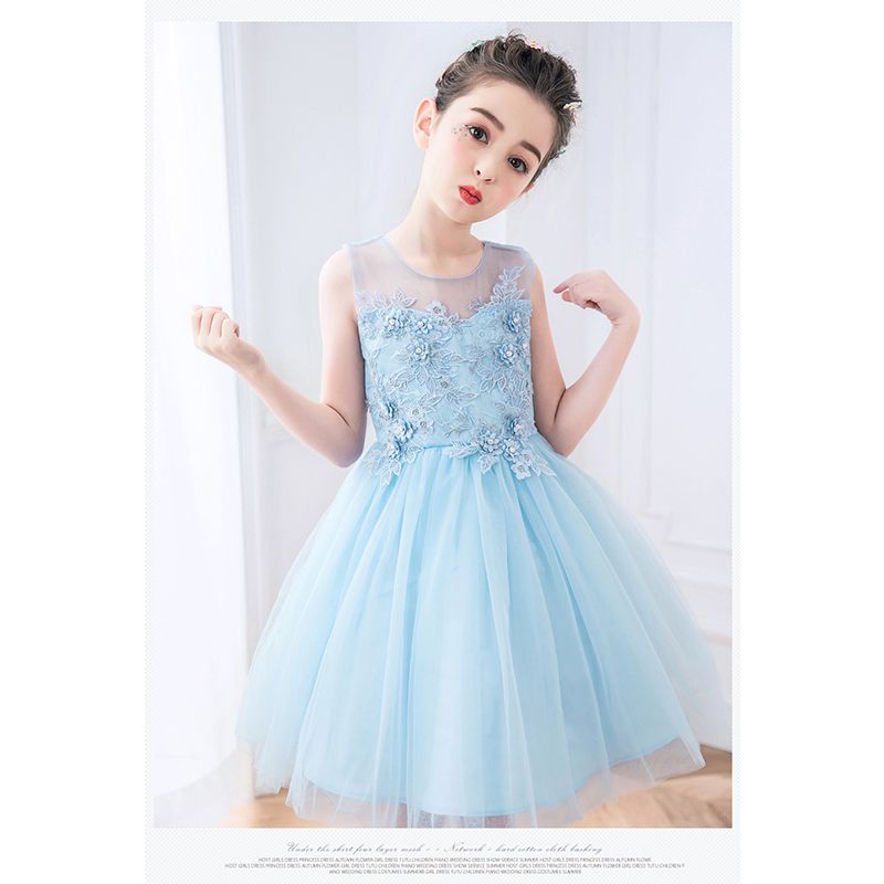 blue flower lace dress